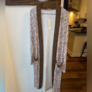 Mystree leopard rust duster cardigan nwt small